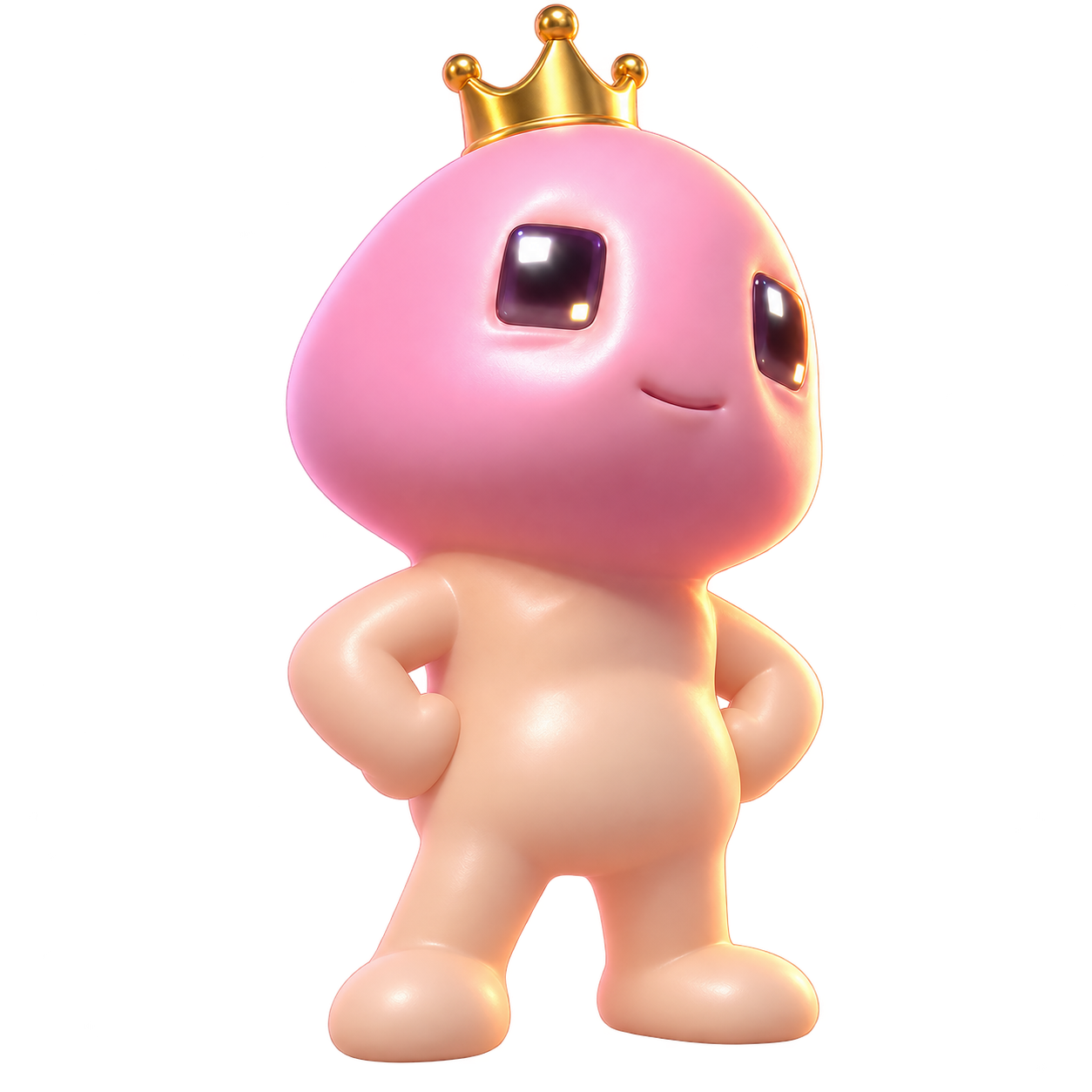 Dicky standing proudly with a gold crown and both hands on his hips